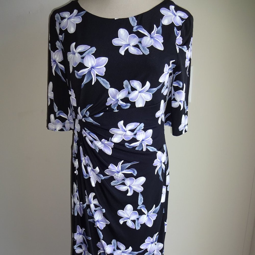 NWT Womens Connected Apparel Black & Purple Floral Dress 8 Flowers New